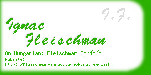 ignac fleischman business card
